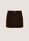 Velvet Denim Mini Skort, Brown, large