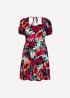 Tropical Floral Mini Dress, Fuchsia, large
