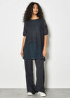 Shimmer Mesh Layered Tunic Top, Navy, large