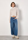 Waffle Knit Wrap Top, Stone, large