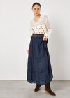 Slub Shimmer Maxi Skirt, Navy, large