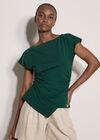 Asymmetric Wrap Cotton T-Shirt, Green, large