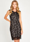 Black Lace Two Tone Dress, Black, large
