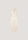 Crochet Longline Sleeveless Cardigan, Stone, large