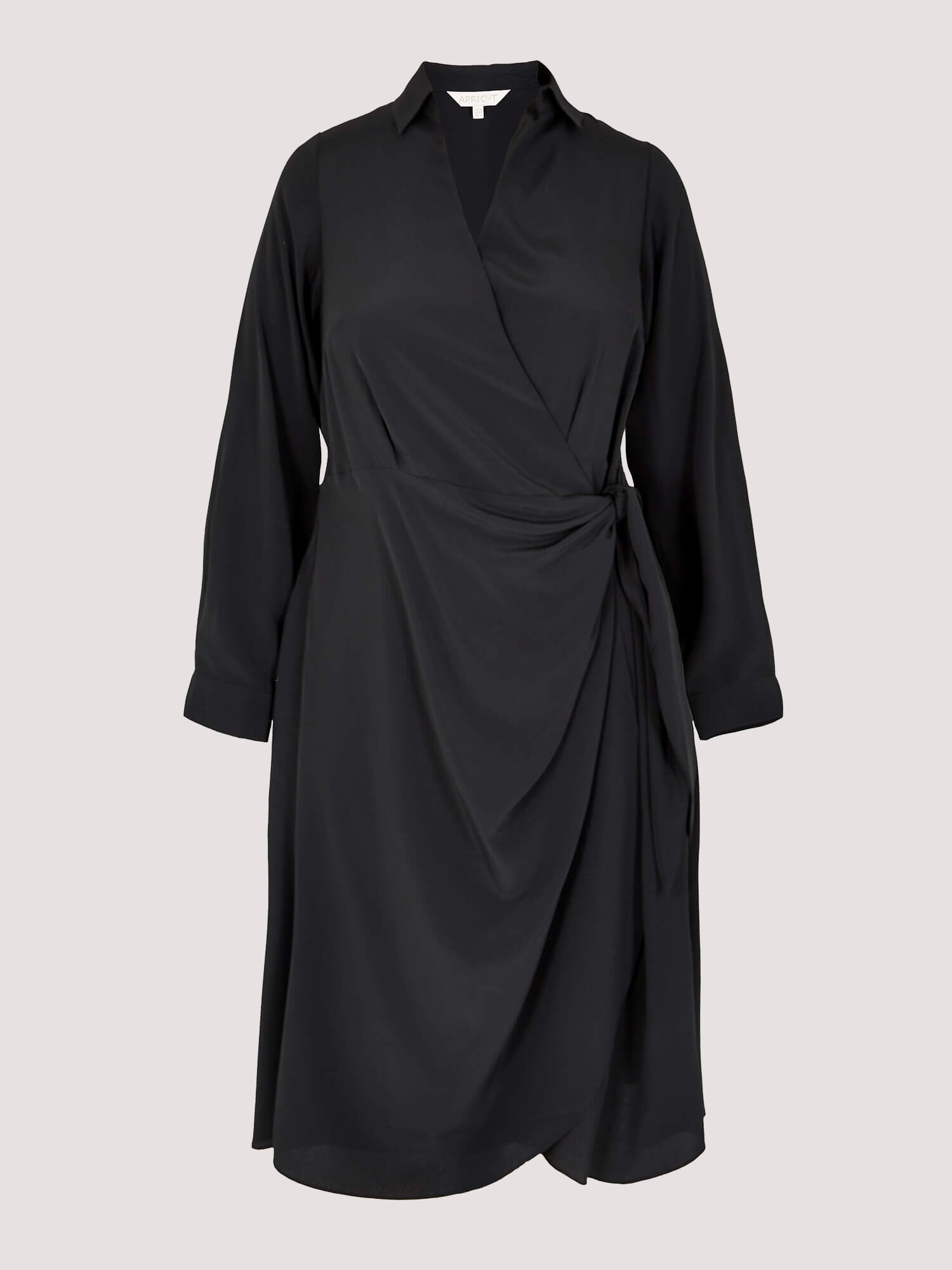 Curve Wrap Shirt Midi Dress Apricot Clothing