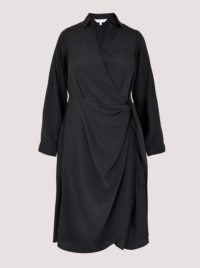 Curve Wrap Shirt Midi Dress 