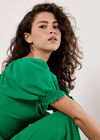 Tie Detail Milkmaid Midaxi Dress, Green, large