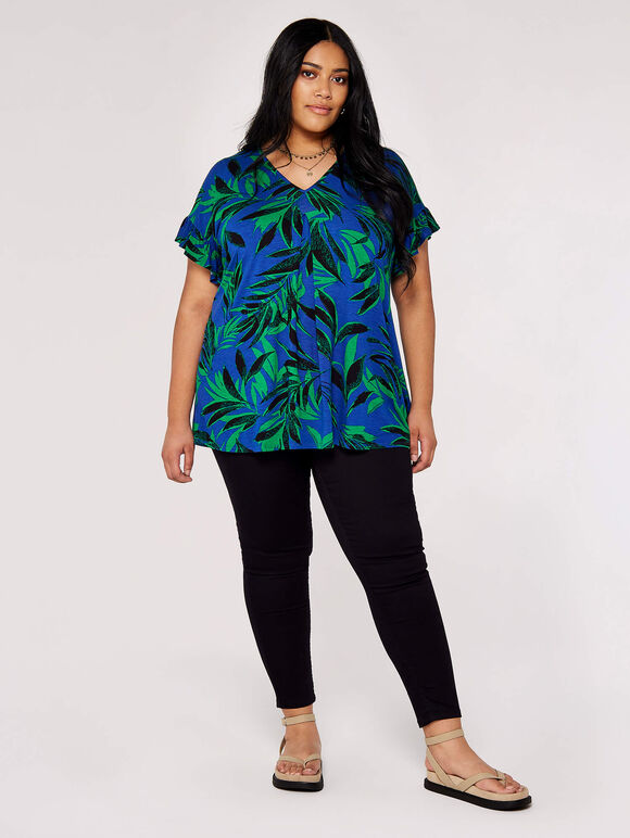 Curve Tropical Palm Top, Blue, large