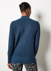 Mock Neck Ribbed Knit Jumper, Teal, large