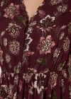 Folk Floral Mini Dress, Burgundy, large