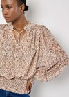 Ikat Swirl Shimmer Chiffon Top, Stone, large