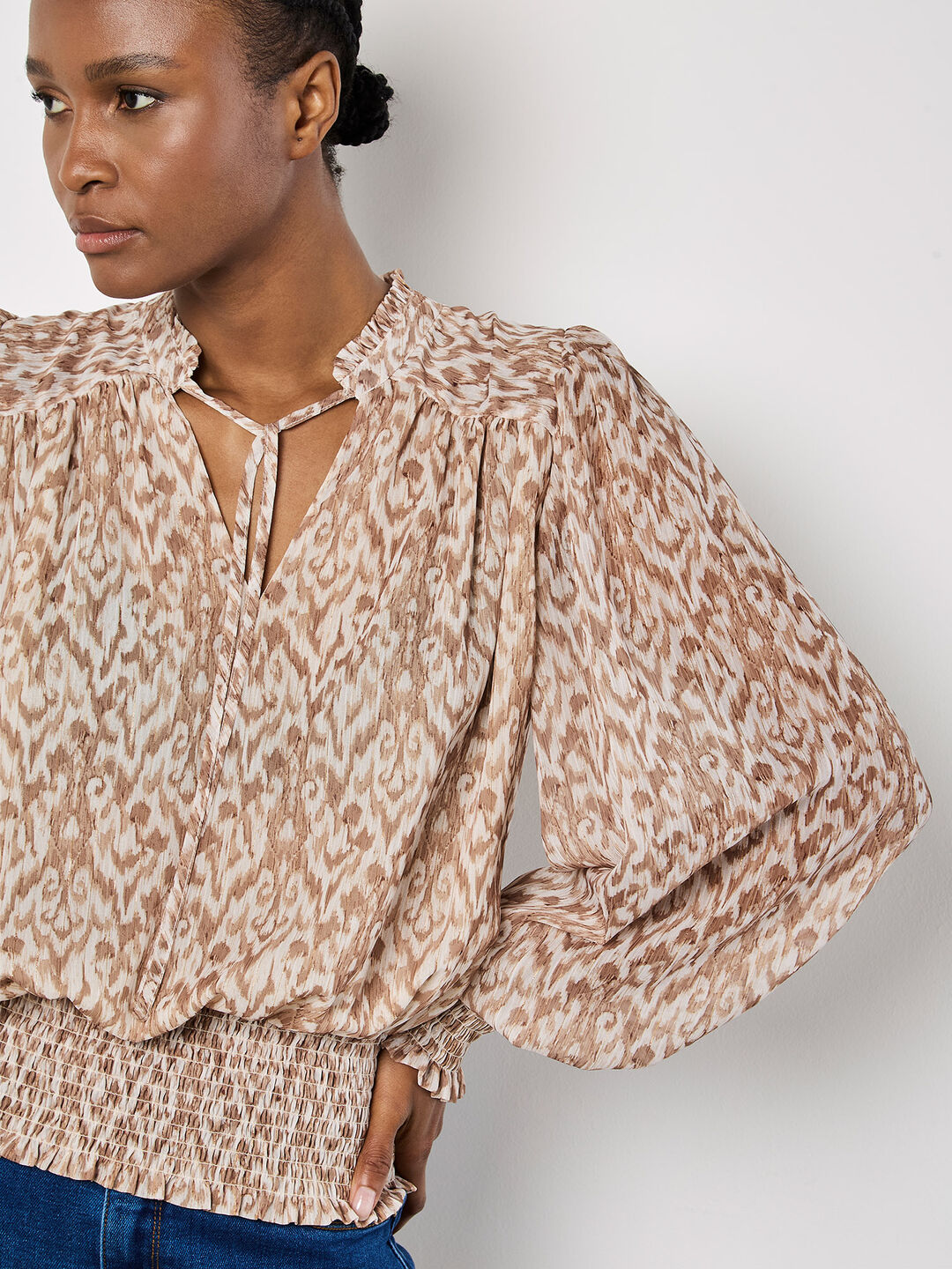 Image of Ikat Swirl Shimmer Chiffon Top