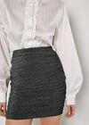 Ruched Metallic Mini Skirt, Silver, large