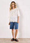 Cotton Blend Crochet Embroidered Top, White, large