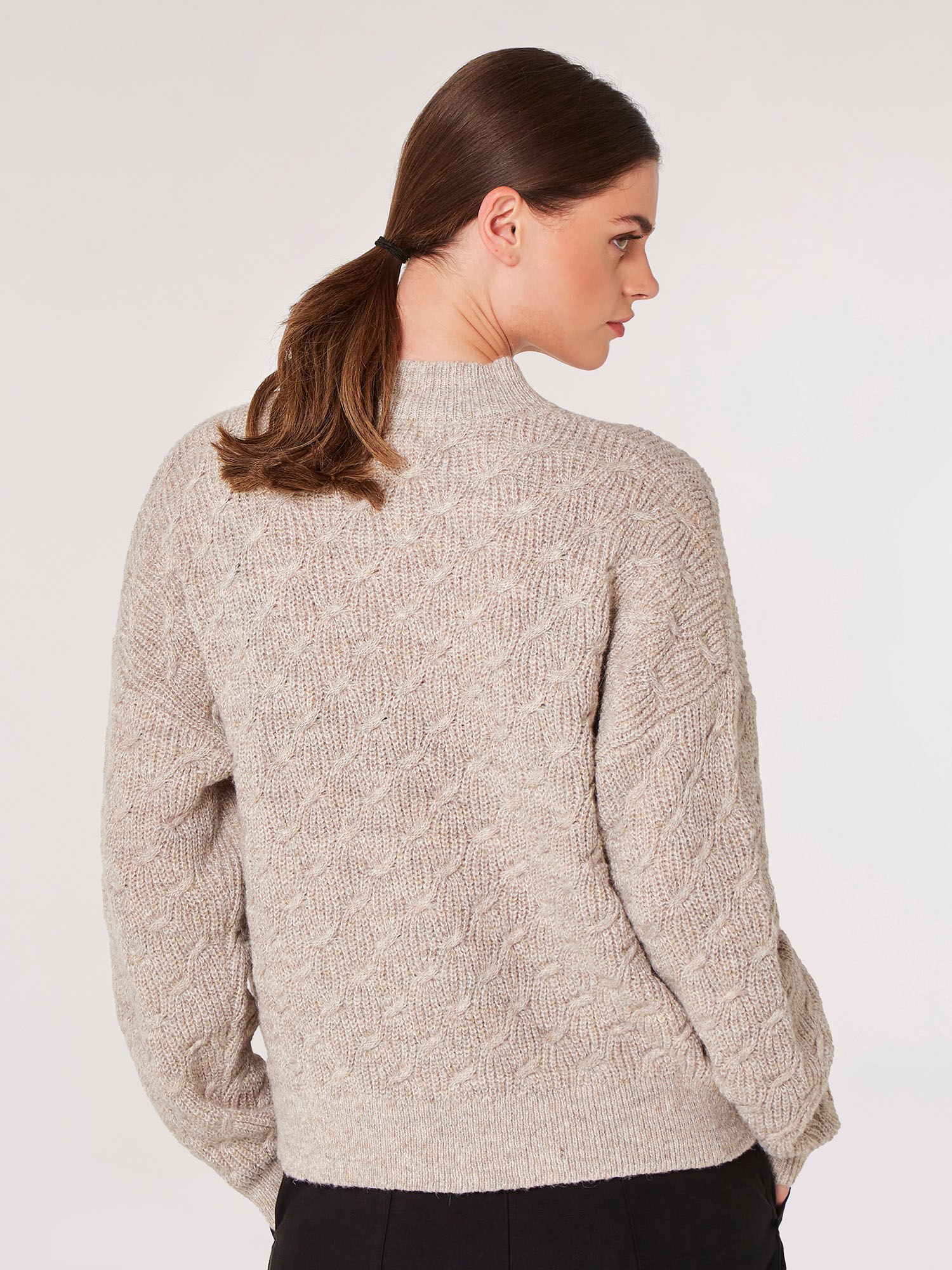 Plaited Knit Mock Neck Jumper | Apricot Clothing