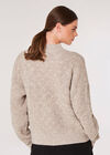 Plaited Knit Mock Neck Jumper, Stone, large