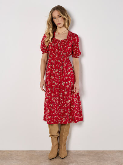 Ditsy Floral Milkmaid Midi Dress
