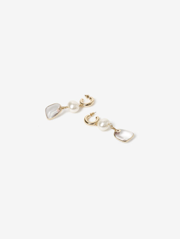 Crystal Pearl Drop Earrings, Yellow, large