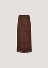 Crochet Lace Side Split Maxi Skirt, Brown, large