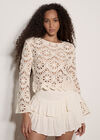 Boho Floral Cotton Crochet Top, Stone, large