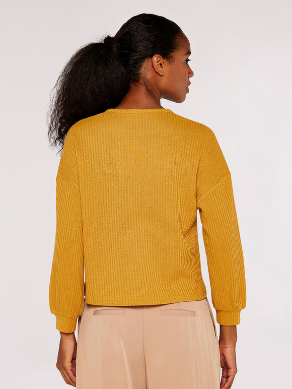 Waffle Boxy Jumper Apricot Clothing