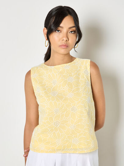 Floral Lace Embroidered Cotton Top