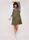 Corduroy 2 Pocket Pinafore Dress, Khaki, large