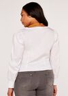 Curve Deep Neck Fitted Long Sleeve Top, White, large