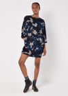 Paint Splash Jersey Knit Mini Dress, Navy, large