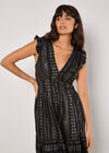Metallic Embroidered Maxi Dress, Black, large