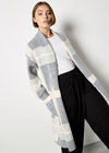Stripe Colour Block Long Cardigan, Light Grey / Silver, large