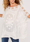 Embroidered Crochet Top, Cream, large