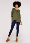Triple Button Asymmetric Top, Khaki, large
