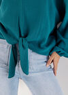 Cotton Oversized Tie Hem Top, Teal, large