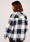 Check Button Down Shacket, Navy, large