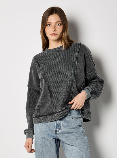 Waffle Panel Sweatshirt