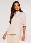 Striped Oversized High-Low Shirt, Stone, large
