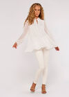 Chiffon Dobby Tiered Blouse, White, large
