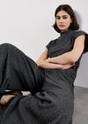 Mini Dogtooth Soft Wide Leg Trousers, Dark Grey - Charcoal, large