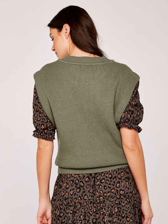 Knitted Vest, Khaki, large