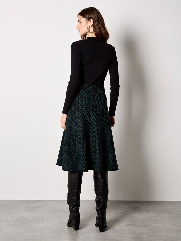 Diamond Link Knitted Midi Dress, Black, large