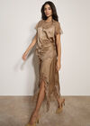 Lace Hem Satin Midi Skirt, Gold, large