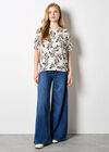 Leaf Print Woven T-Shirt, Stone, large