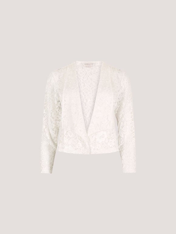 Floral Lace Blazer, White, large