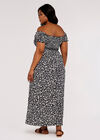 Curve  Floral Shirred Split Dress, Navy, large