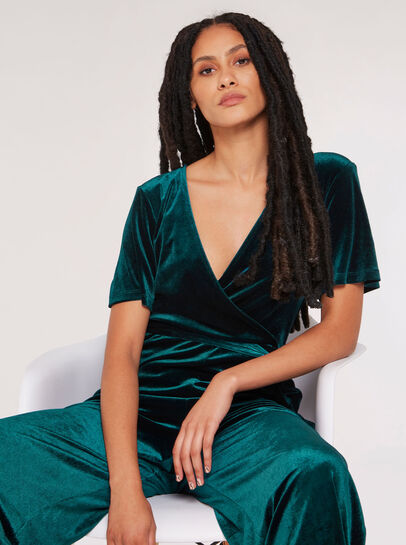 Velvet Wrap Jumpsuit