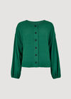 Button Back Ribbed Soft Touch Top, Green, large