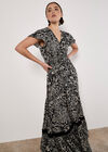 Paisley Print Maxi Dress, Black, large