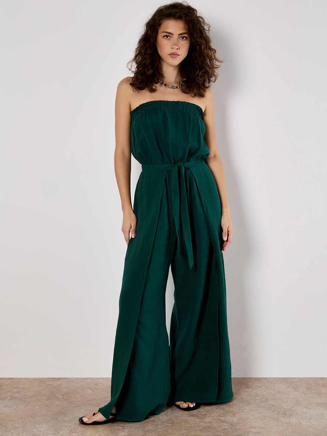 Image of Cotton Wrap Bandeau Jumpsuit