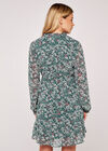 Graphic Daffodil Ruffle Dress, Green, large